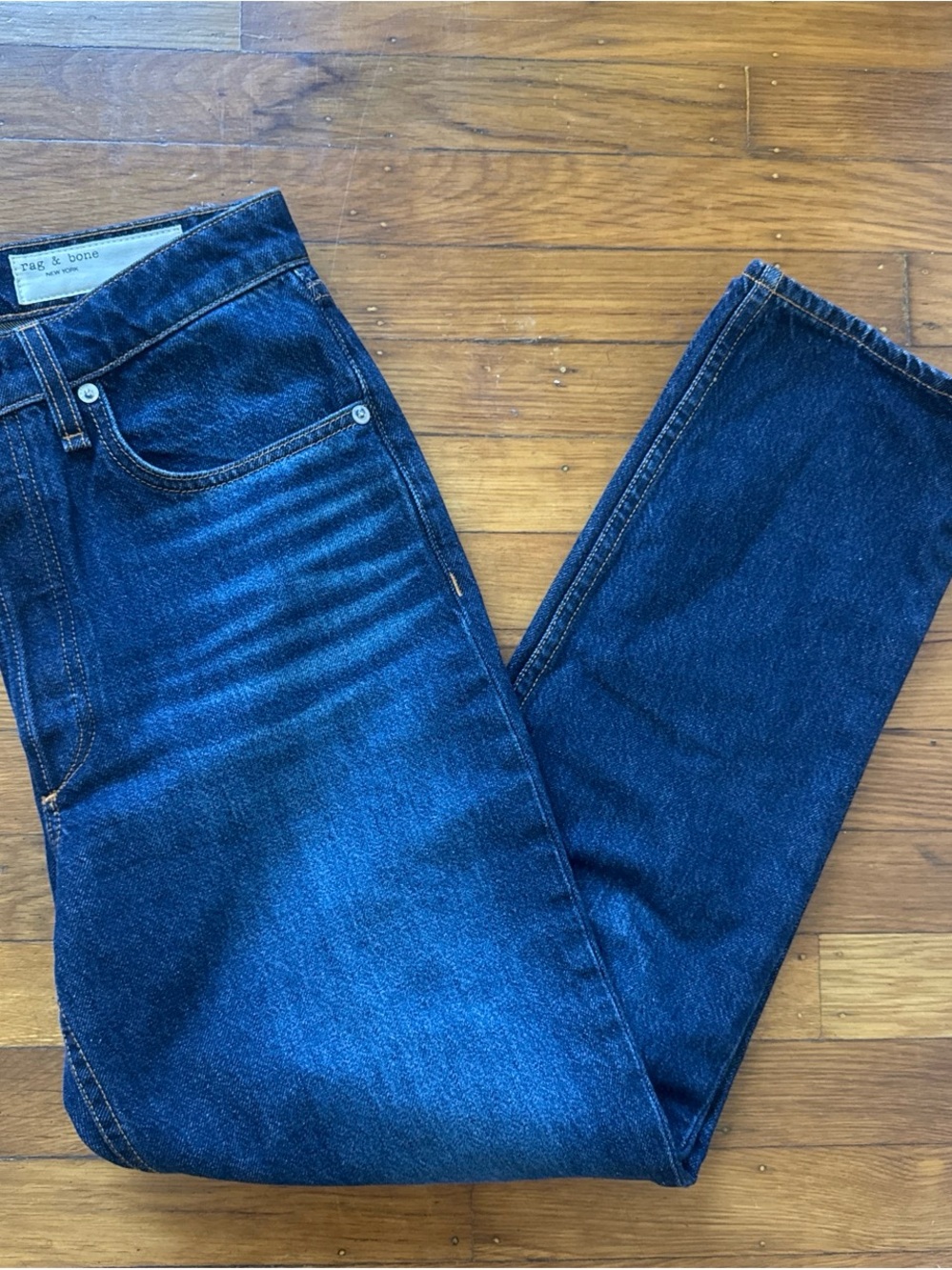 rag & bone Nina High-Rise Ankle Cigarette Jeans Button Fly Size 27 Dark Wash